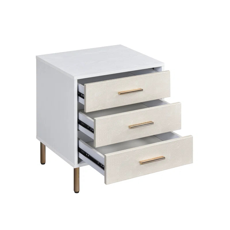 Wooden Bazar Ardmore 23.00'' Tall 3 - Drawer Solid Wood Nightstand in White