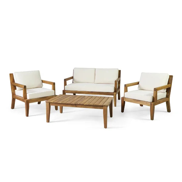 Briarmeade Solid Wood 4 - Person Seating Group with Cushions