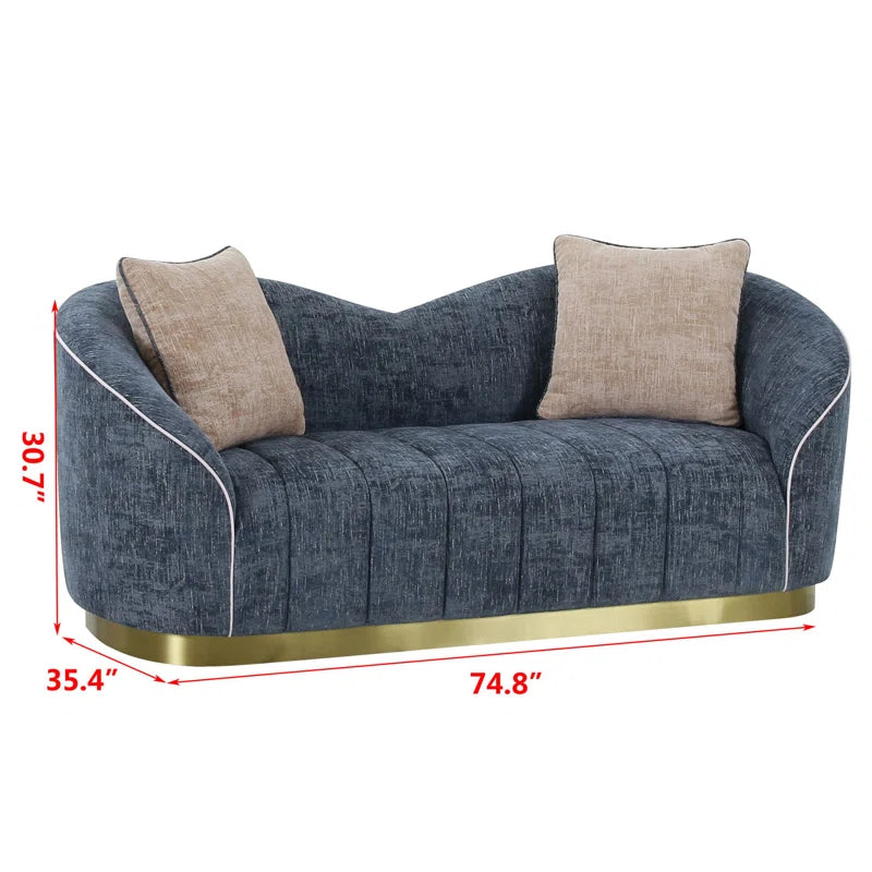 Wooden Bazar Carpen 74.8'' Rolled Arm Curved Sofa