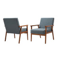  This Set of 2 Chairs  is made of original teak wood, with a retro look that creates mid-century style, combined with advanced comfortable cushions to provide all-around back support.