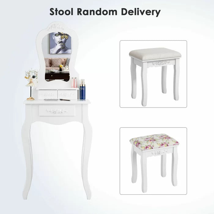 Wooden Bazar Cindy Vanity dressing table design with miror with stool