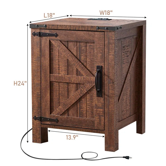 Clairese 24'' Tall End Table and Built-In Outlets - Wooden Bazar