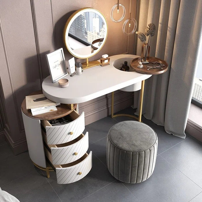 Wooden Bazar Vanity with Mirror Vanity wooden dressing table design with stool makeup modern corner mirrored dressing table