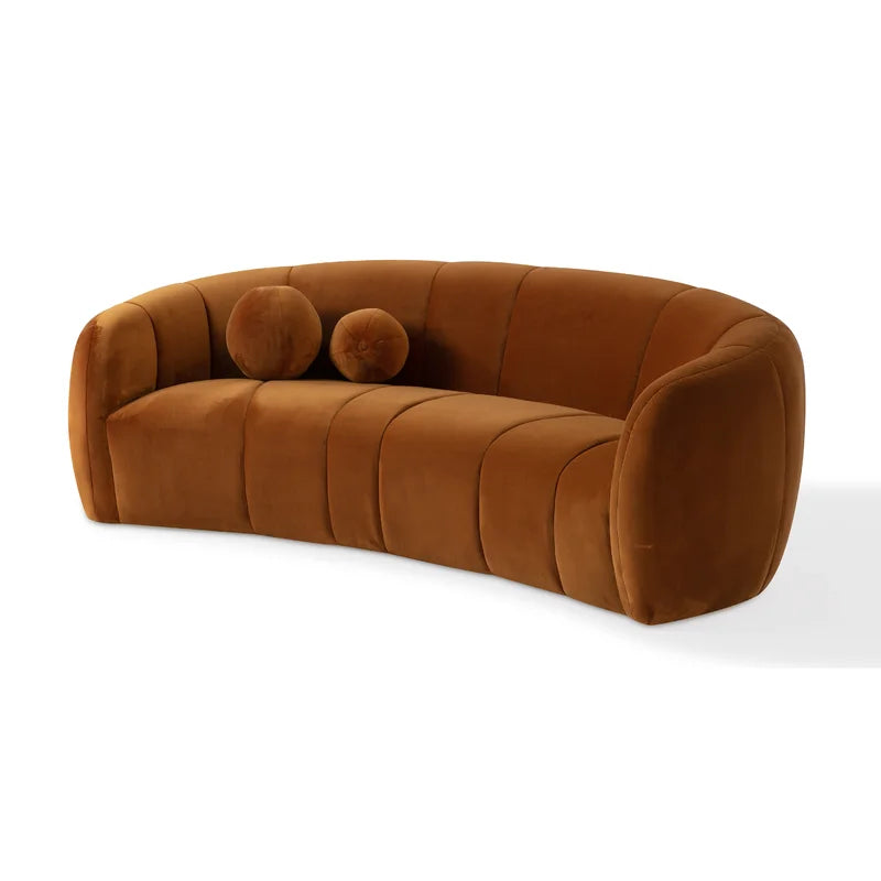 Wooden Bazar Dunnam 89.8'' Round Arm Curved Sofa