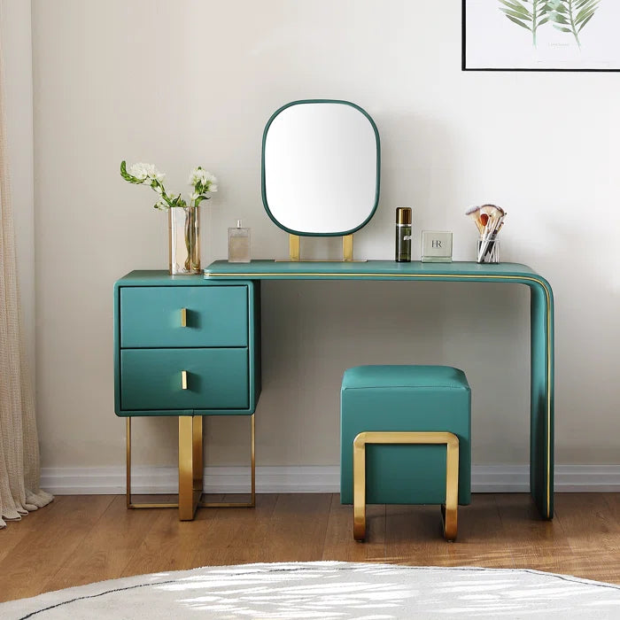 Wooden Bazar Feleisha Vanity dressing table with mirror with stool latest dressing table designs 2023