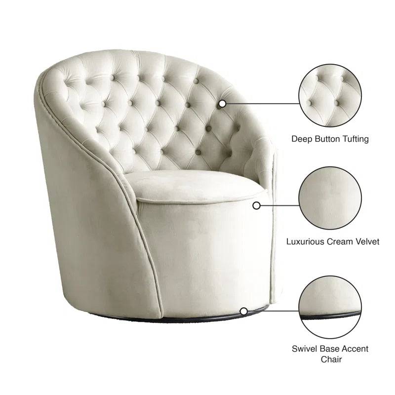 Bucket Wide Arm Sofa Chair Velvet Swivel Barrel