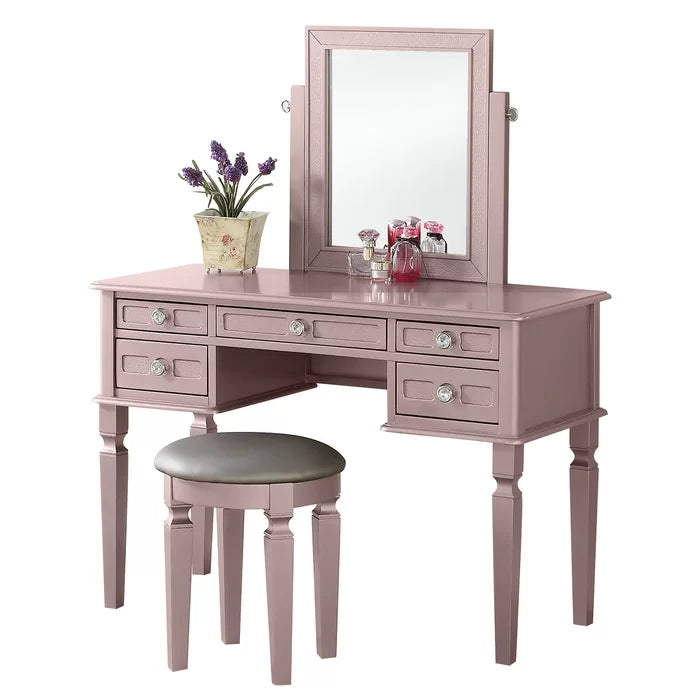 Wooden Bazar Ferris Vanity dressing table with mirror with stool