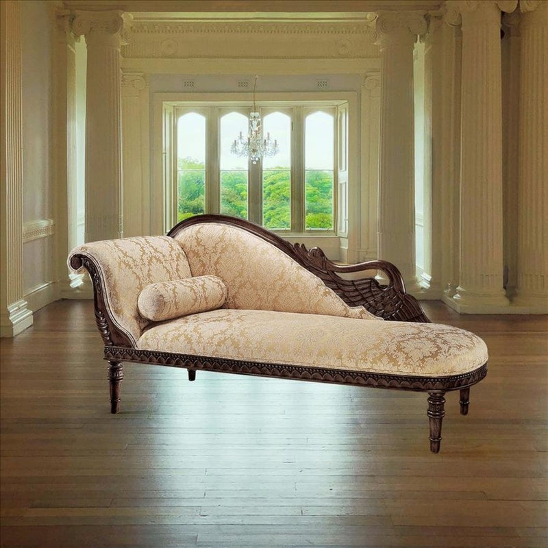 Wooden Bazar Swan Fainting Couch Left