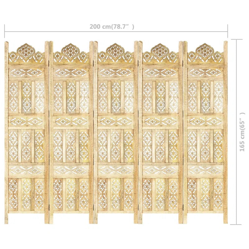 Wooden Bazar  64.96'' H 5 - Panel Solid Wood Folding Room Divider