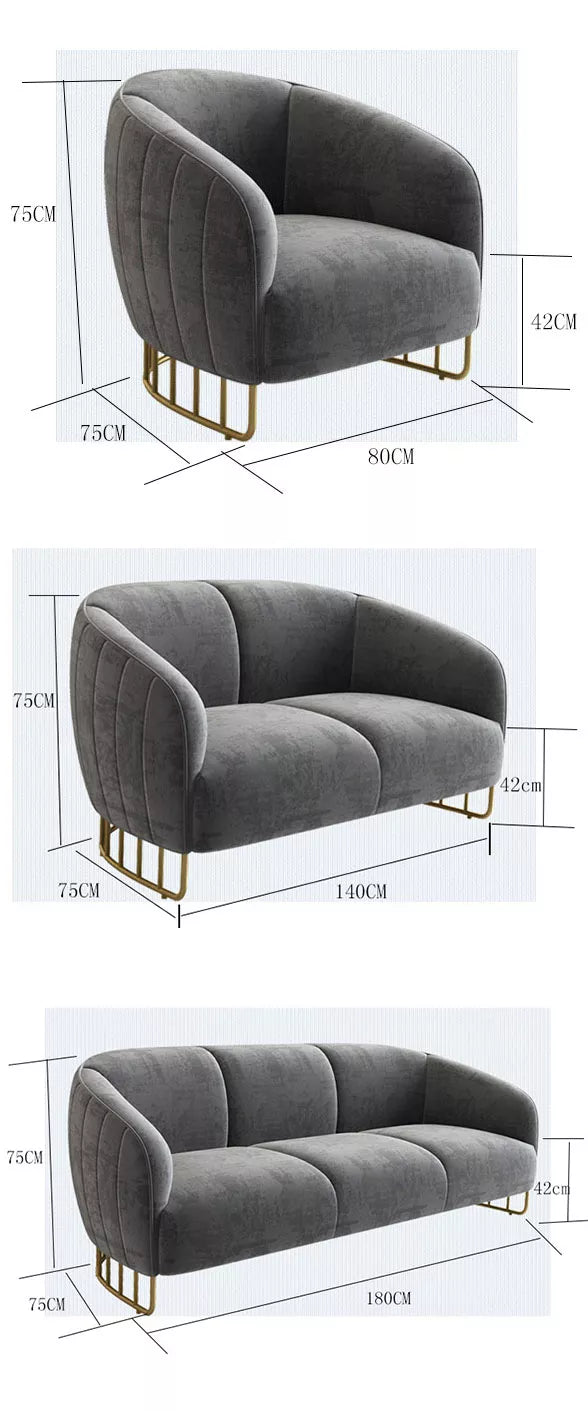 Wooden Bazar Nordic living room cloth curved sofa coffee table combination leisure sofa chair