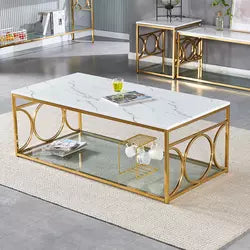 Wooden Bazar Factory stainless steel living room table Marble top Direct Sale Center Coffee Table Wholesale Square Coffee Tables Modern