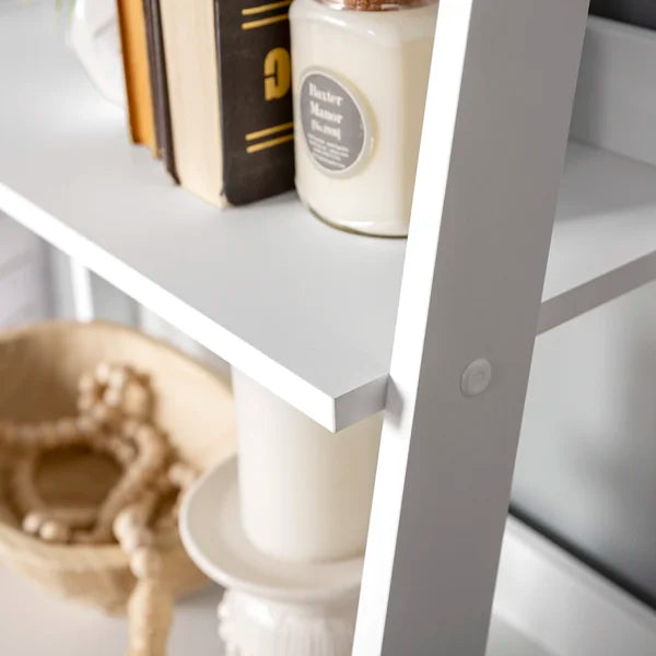 ladder shelf metal is the best for arranging your room stuff in the soluable manner. arrange your whole stuff and arrange your home with amazing book ladder shelf. Revamp that cluttered corner with this contemporary ladder shelf metal. Use the four shelves to showcase books and games. 