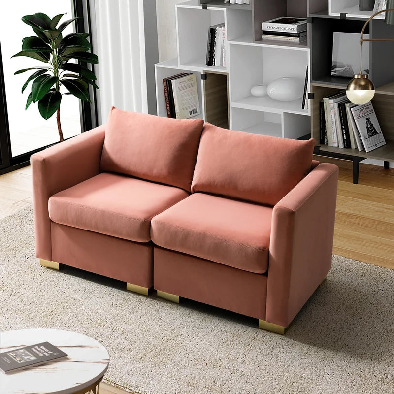 modular sectional sofa with pink velvet design