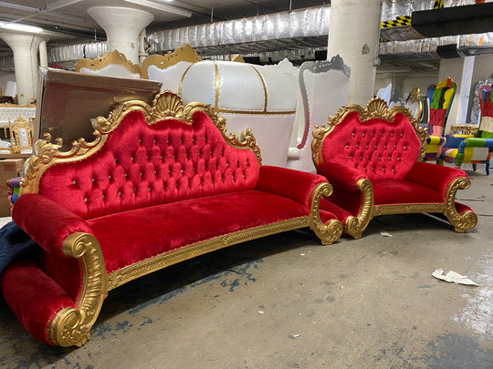 "royal stella" 3pc. living room sofa set red / gold