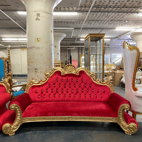 "royal stella" 3pc. living room sofa set red / gold