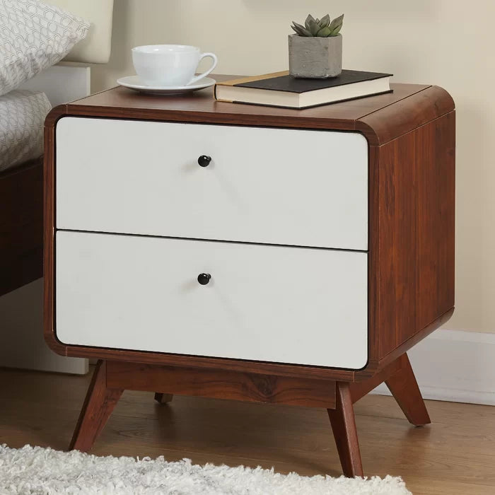 Wooden Bazar Indi Solid + Manufactured Wood Nightstand side table living room