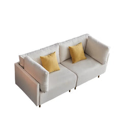 2 Seater love seat sofa In  White with 4 pillow and golden  legs match with daily 2 seater demand
