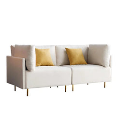 2 Seater love seat sofa In  White with 4 pillow and golden  legs amtch with daily 2 seater demand