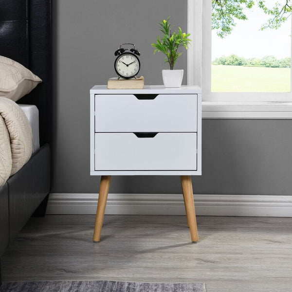 Jackie Bedside Table, Side End Table with Two Drawers