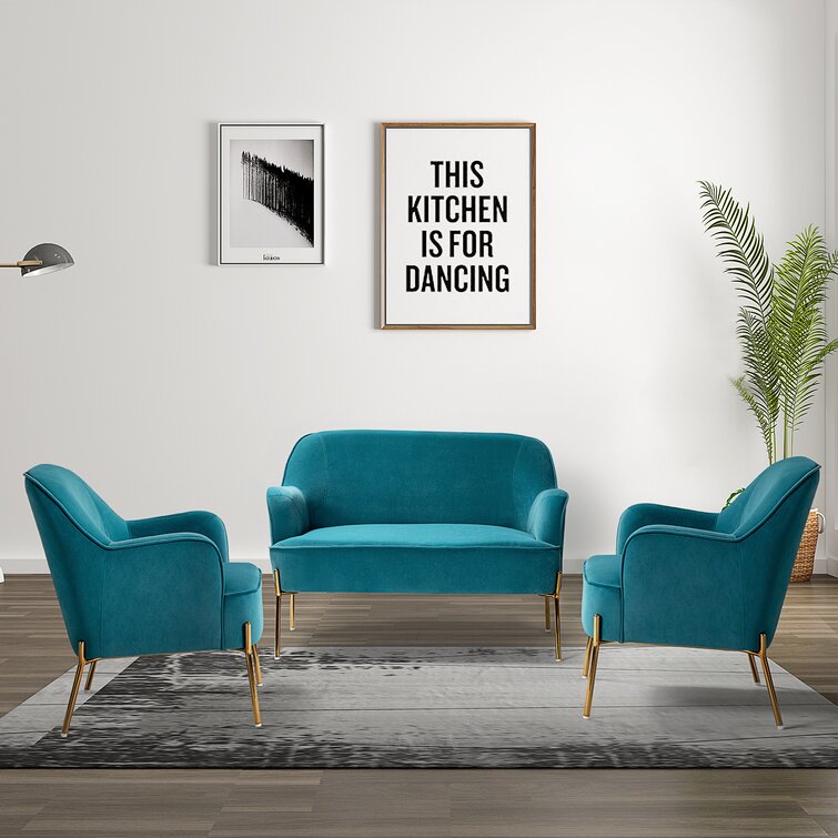 Joden 3 Piece Velvet Configurable Living Room Set
