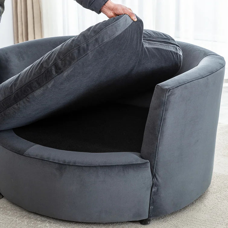 Kaviya 43.3'' Wide Down Cushion Velvet Barrel Chair
