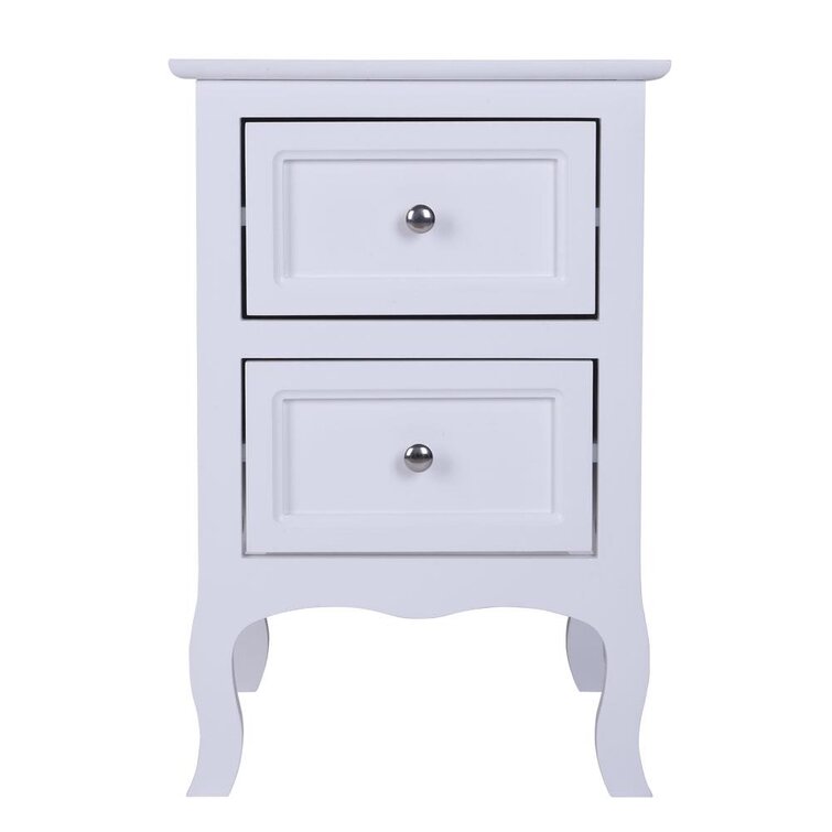 Kenny Bedside Table, Side End Table, Nightstand with Two Drawers (Set of 2)