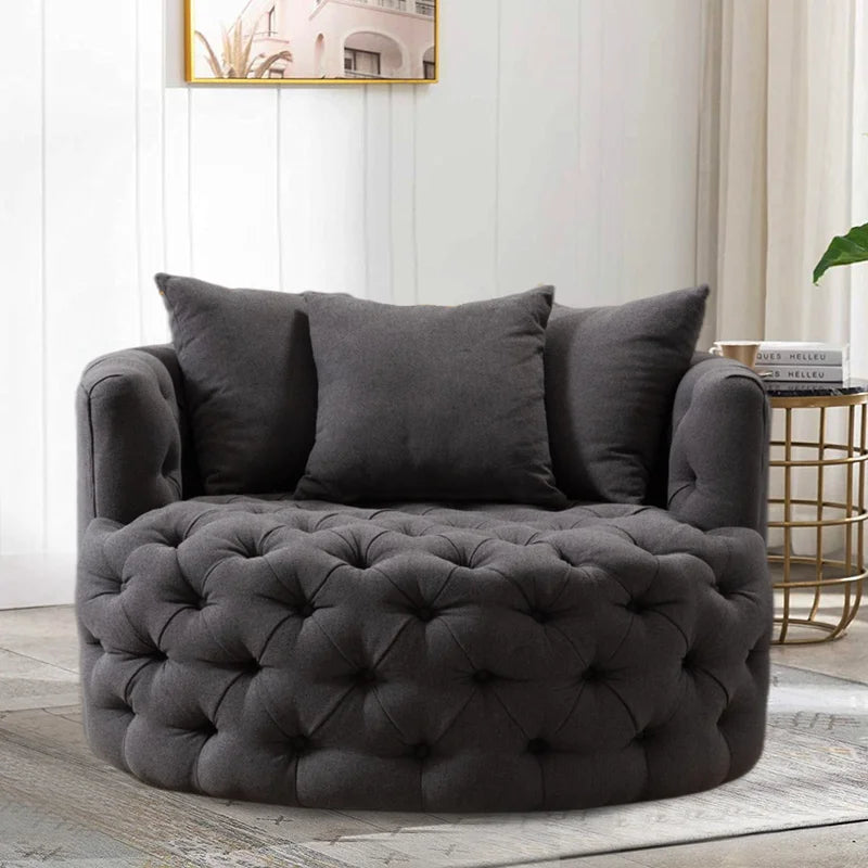 Wooden Bazar Laterese 42.9'' Wide Tufted Swivel Barrel Chair