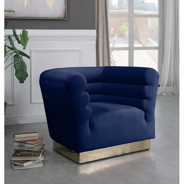 Lois 44'' Wide Tufted Velvet Barrel Chair