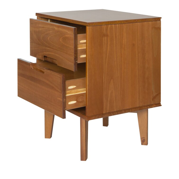 Mags Solid Wood Bedside Table, Side End Table, Nightstand with 2 Drawers