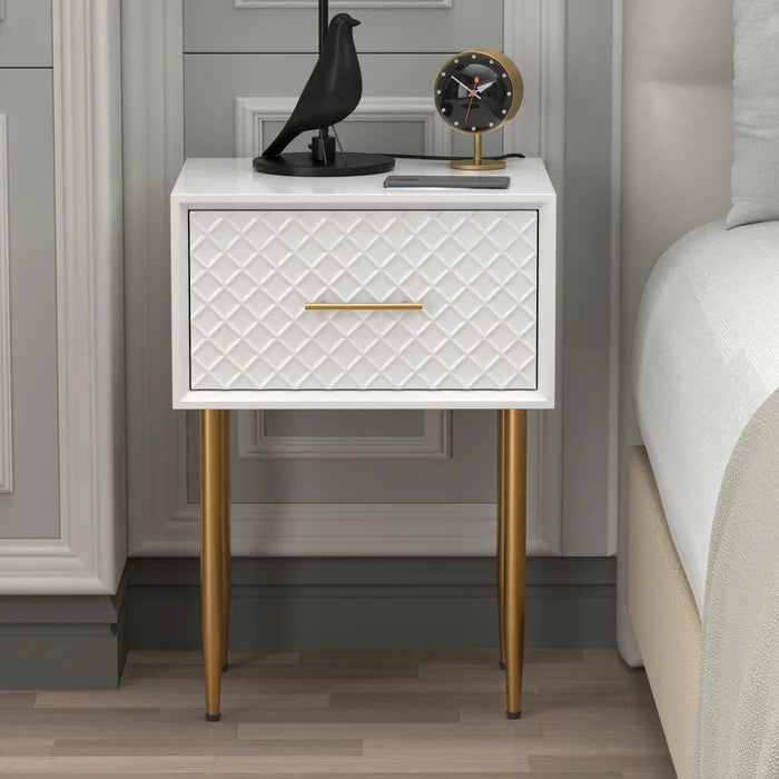 Wooden Bazar Margot Solid + Manufactured Wood Nightstand side table with drawer for living room