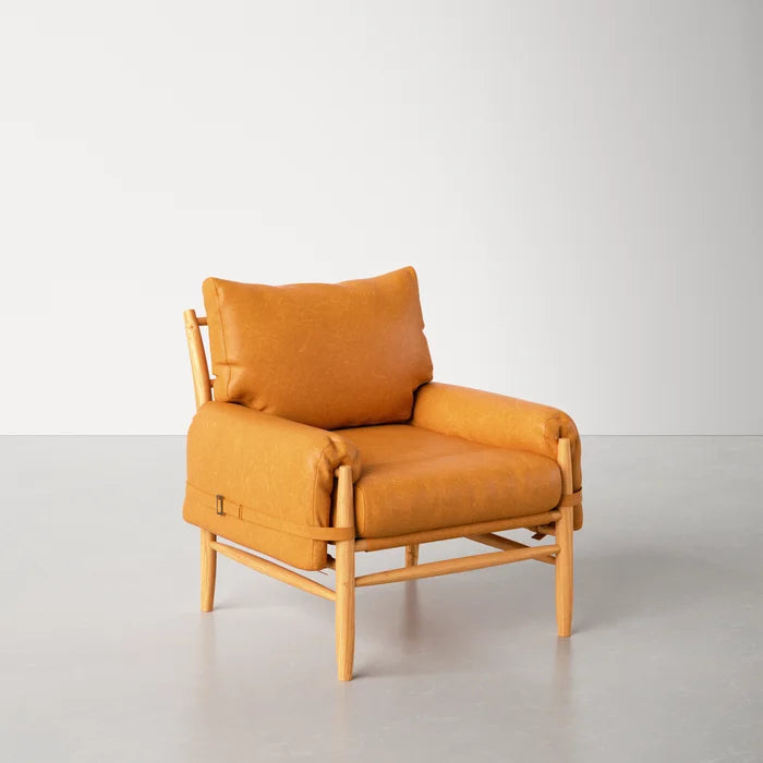 Marla 34.7" Wide Faux Leather Armchair - Wooden Bazar