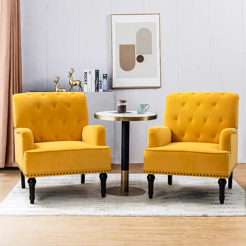 Wide Tufted Armchair (Set of 2)
