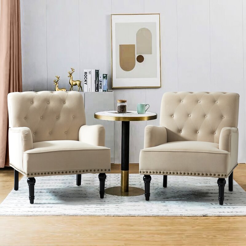 Wide Tufted Armchair (Set of 2)