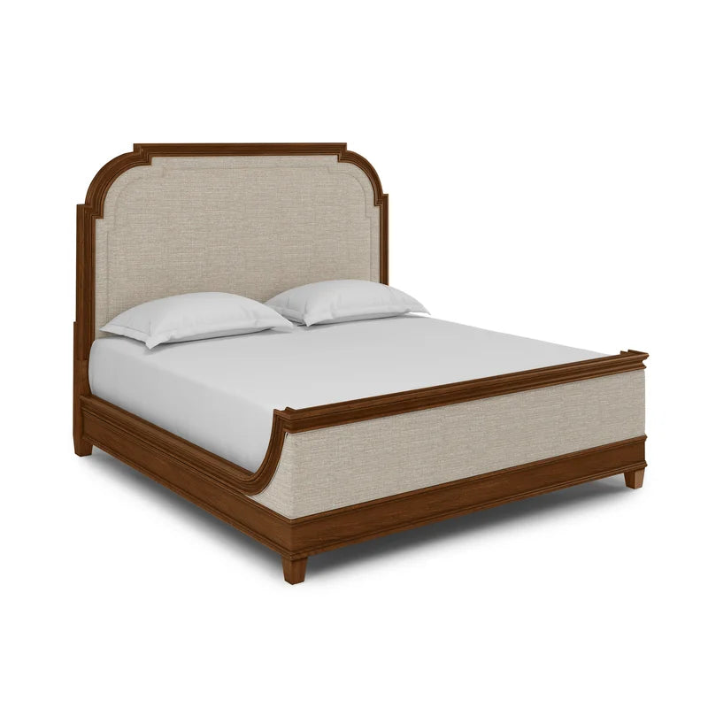 Newel Solid Wood and Upholstered Platform Bed
