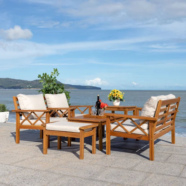 Petoskey Solid Wood 5 - Person Seating Group with Cushions