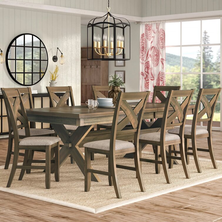 Poe Wooden 8 Seater Extendable Dining Table Set