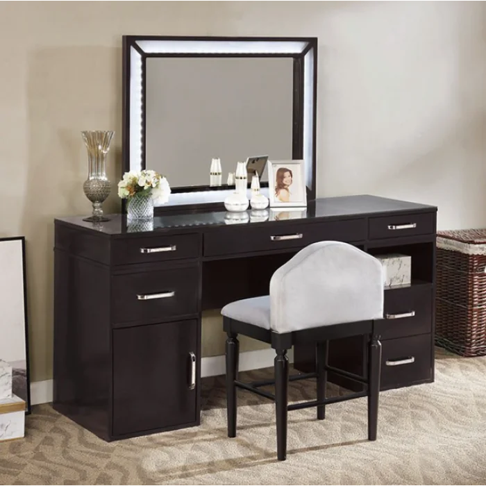 Wooden Bazar Ramsley Vanity dressing table design with mirror with stool