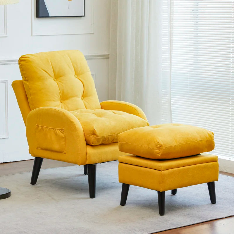 Senga 30'' Wide Tufted Lounge Chair and Ottoman