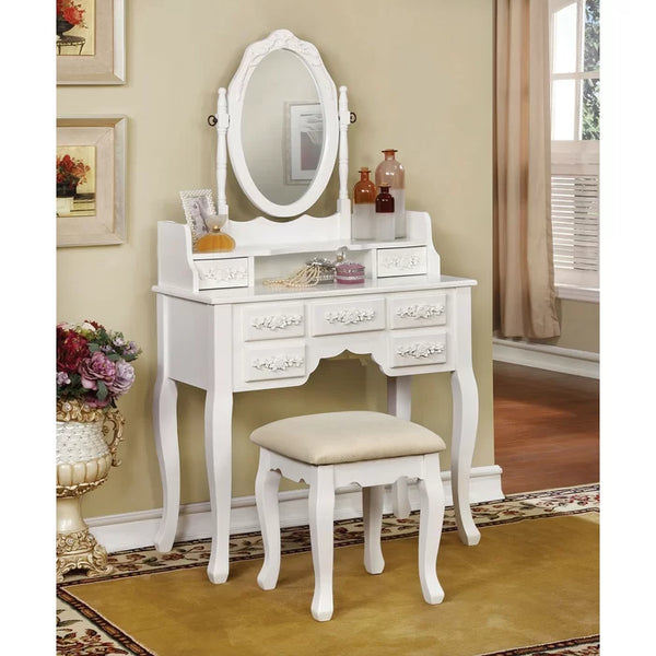 Wooden Bazar Sheehan Vanity dressing table wooden with mirror with stool