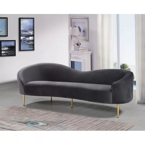 Velvet Curved 3 Seater Sofa-10