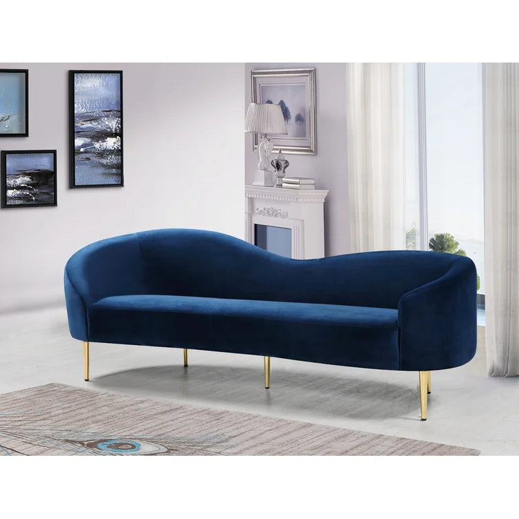 Velvet Curved 3 Seater Sofa-8