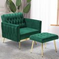 Siemon Upholstered Armchair with stool - Wooden Bazar