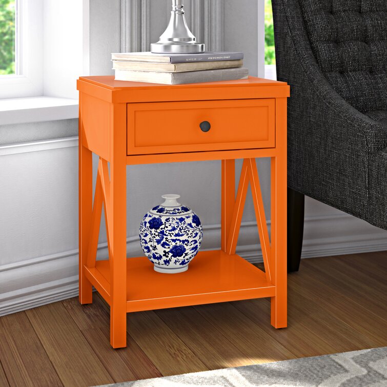 Sison Wooden Side End table, Nightstand with 1 Drawer