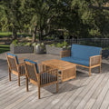 Solid Wood 4 - Person Seating Group with Cushions