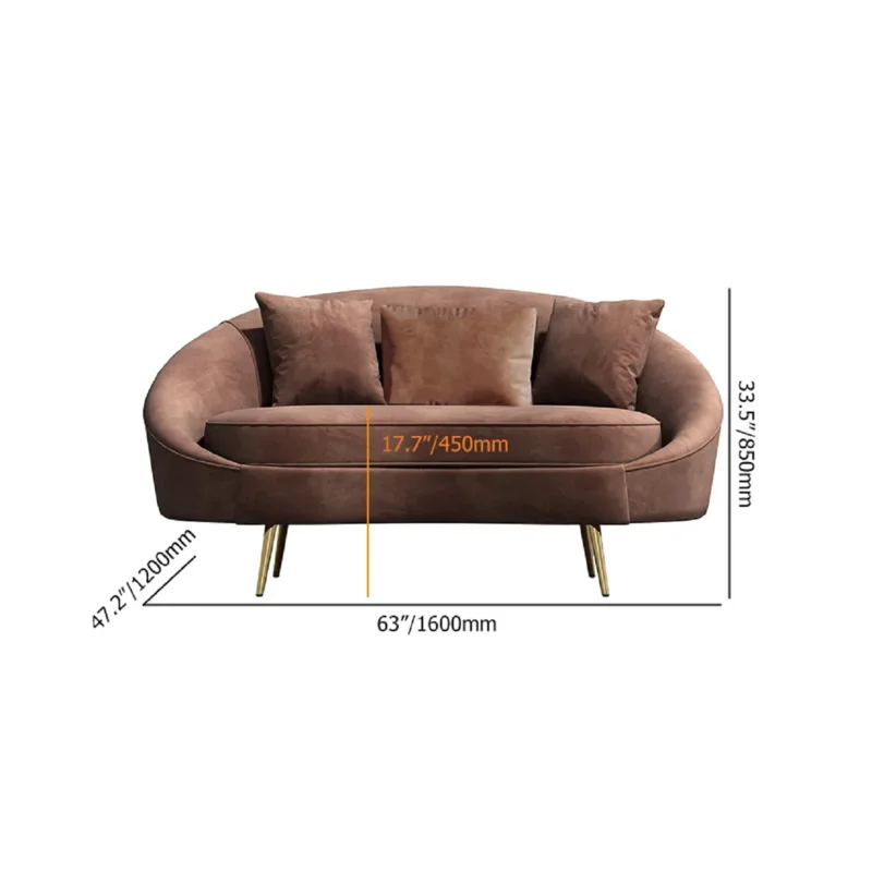 Wooden Bazar Stevie-Leigh 65.13'' Velvet Rolled Arm Curved Sofa