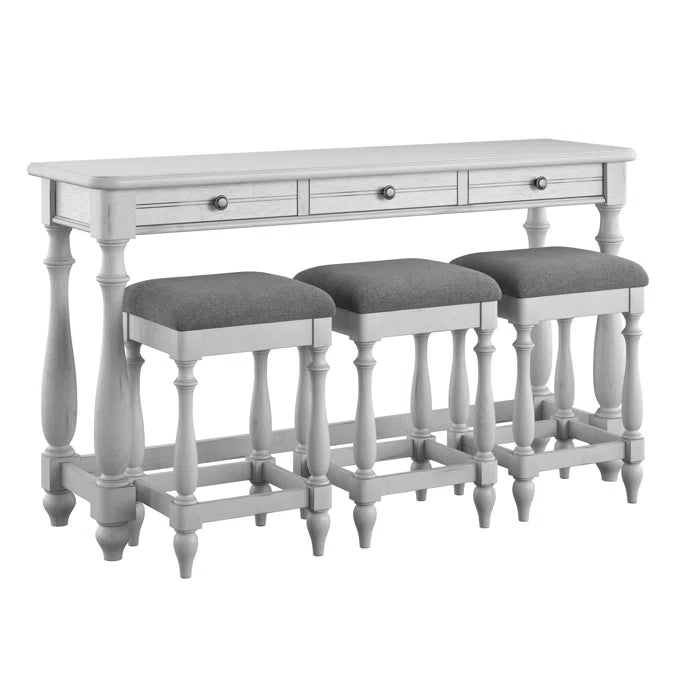 Wooden Bazar Townsel 64'' Solid Wood Console Table and Stool Set