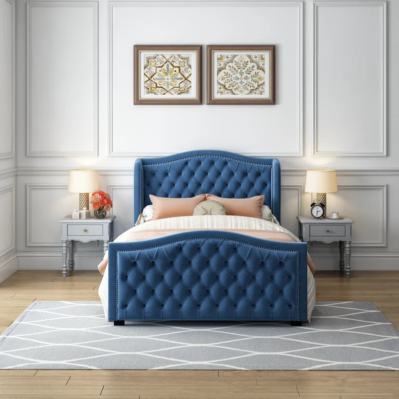 Wooden bazar Tufted Upholstered Low Profile Bed