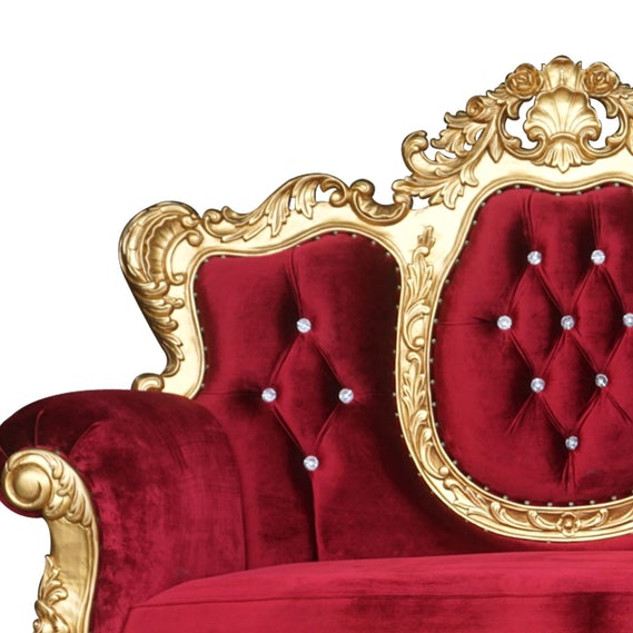 Love Seat Wedding Golden High Back Throne Chair (2 Seater)