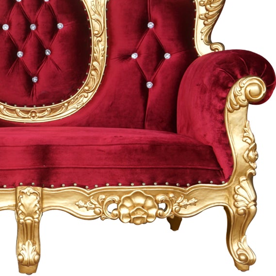 Love Seat Wedding Golden High Back Throne Chair (2 Seater)