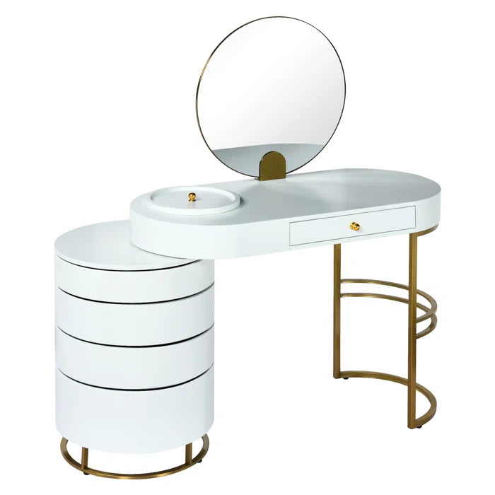 Waldrop 51.2'' Wide Vanity with Mirror with stool dressing table design
